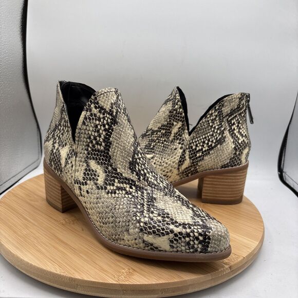 Blondo Esmee Waterproof Snake Print Ankle Bootie Block Heel Zip Women's 8M - Picture 1 of 11